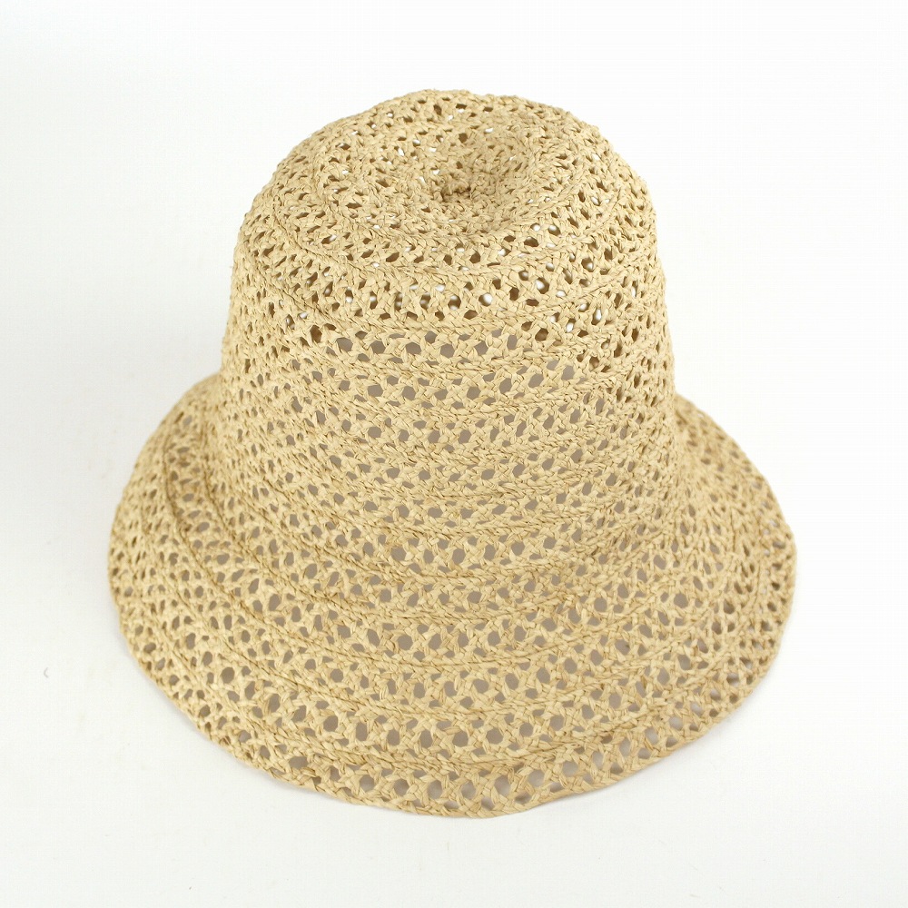ラフィアトレッセ帽子 透かし つば8 NAT