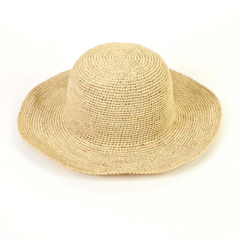ラフィア帽子 丸 細編 つば9 NAT