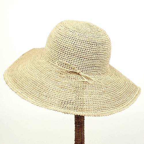 ラフィア細編み帽子 つば12WIRE ナチュラル