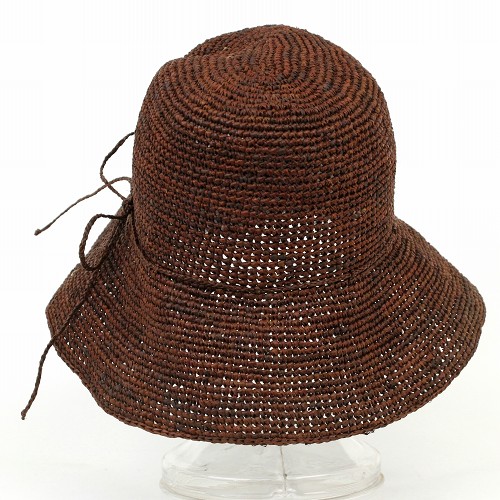 【SALE】ラフィア細編み帽子楕円 つば9 コゲチャ @\6500→5200