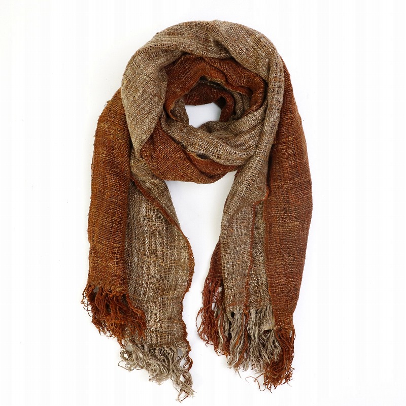 ランバランディ野蚕 180x40 草木染ナチュラルxウコンユーカリ