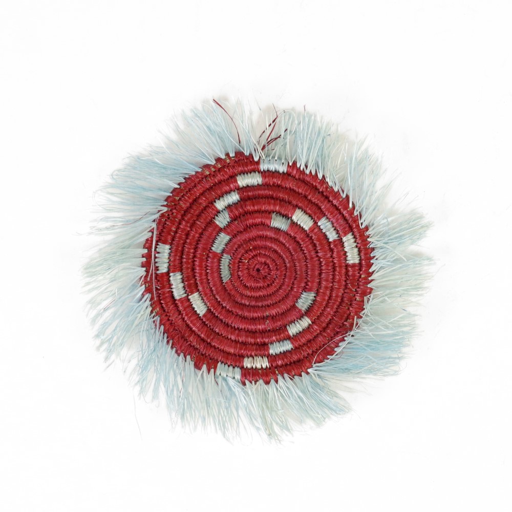 ルワンダサイザルコースター フリンジ 赤 02