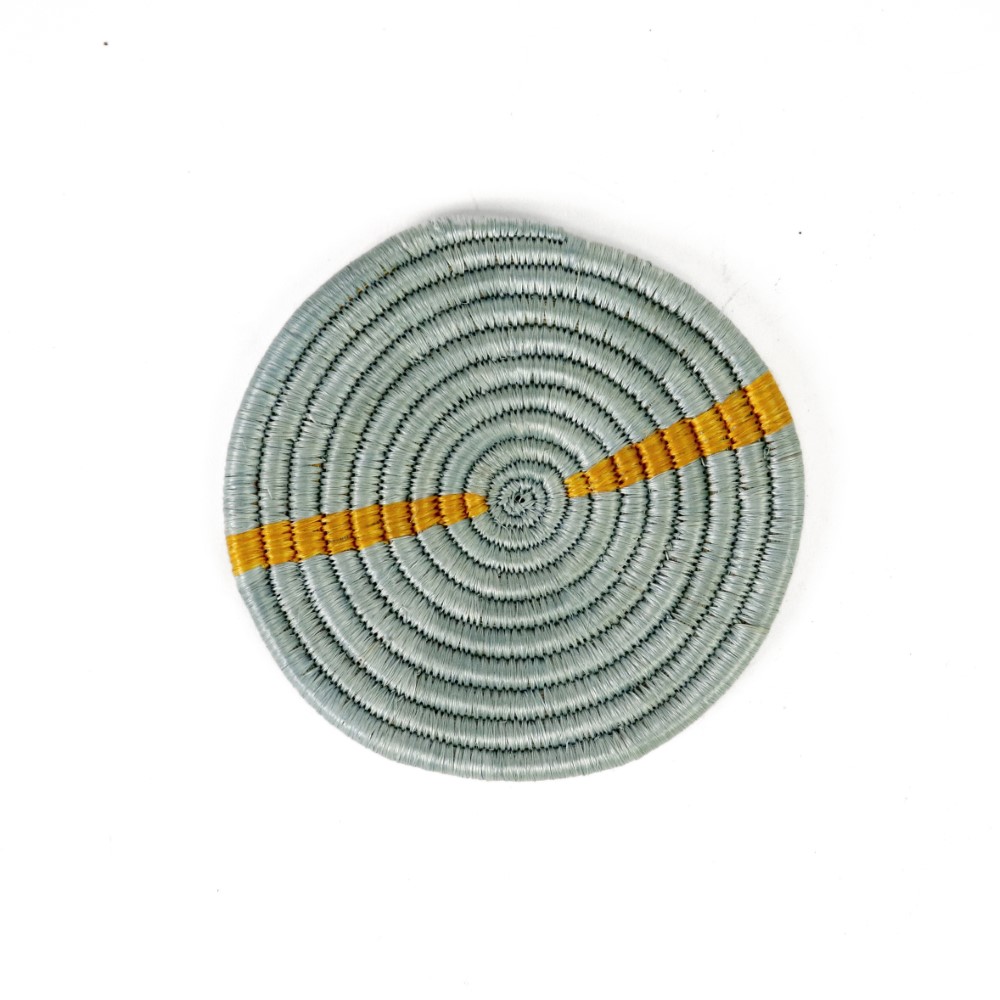 ルワンダサイザルコースター 黄グレー 05