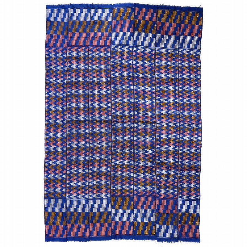 ケンテ布(2ヤード) 青白サーモンゴールド