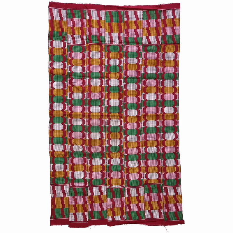 ケンテ布(2ヤード) フシアピンク黄緑白