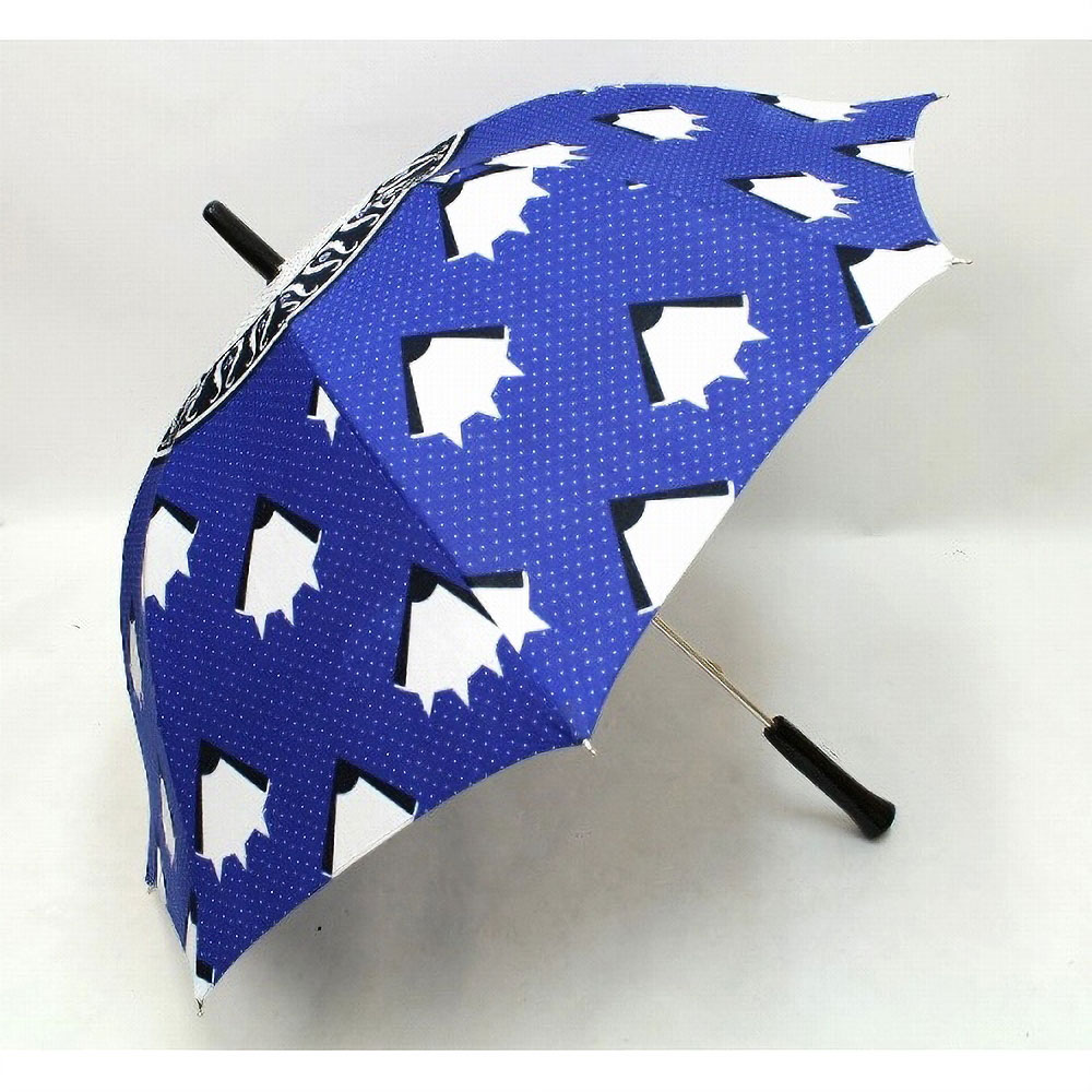 カンガ長傘 牛角ハンドル 青01