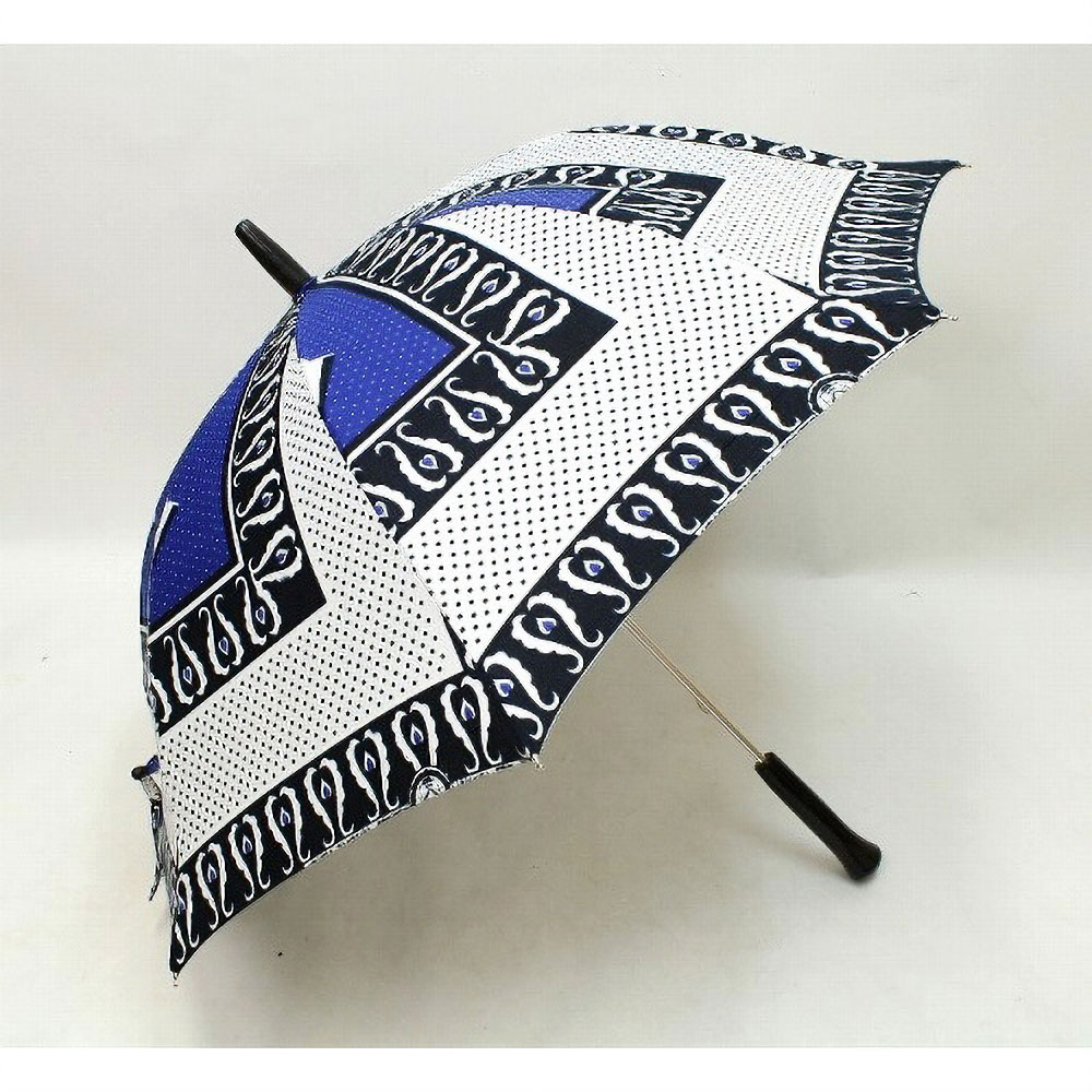 カンガ長傘 牛角ハンドル 青02