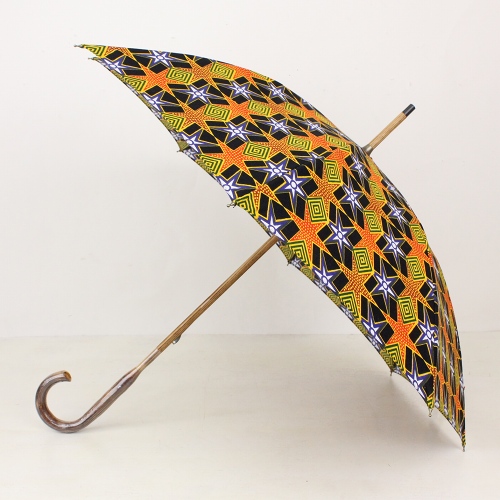 パーニュ長傘 ノーマル オレンジサイケ柄