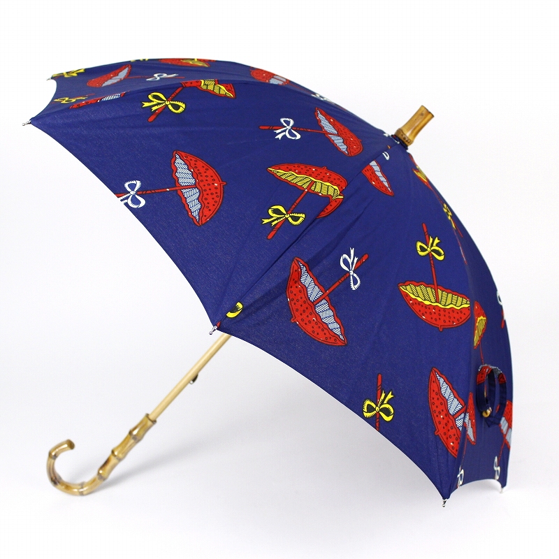 パーニュ長傘 竹取手 竹石突 傘柄