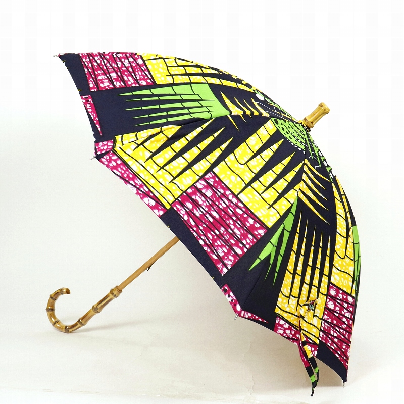 パーニュ長傘 竹取手 竹石突 カラフルバラン