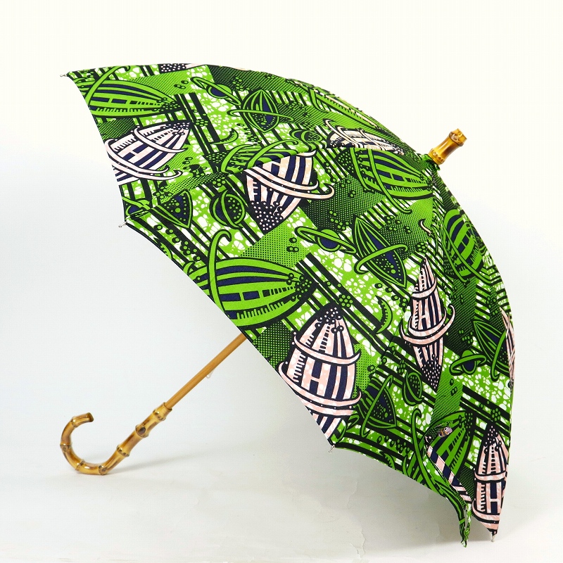 パーニュ長傘 竹取手 竹石突 グリーンプラネット