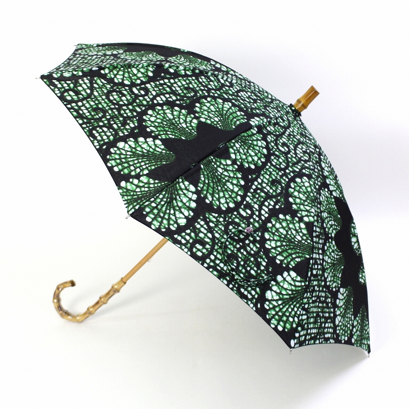 パーニュ長傘 竹取手 竹石突 グリーンシェル
