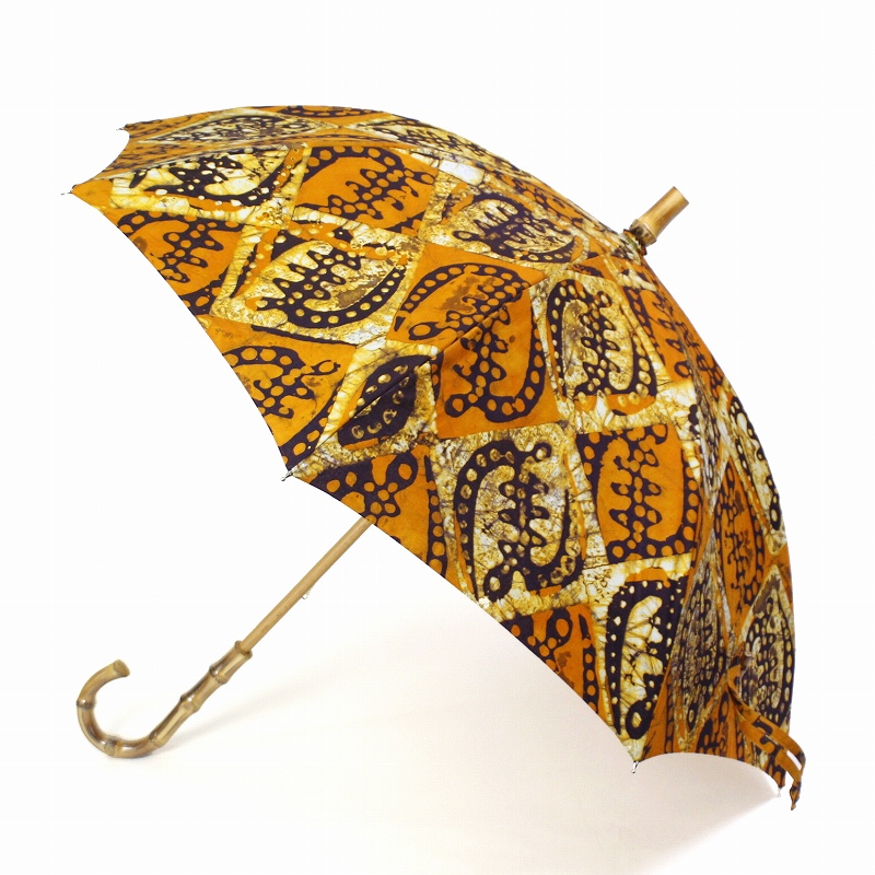 バティック日傘 長傘 竹取手 竹石突 02