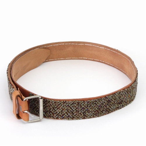 【SALE】マサイビーズ革ベルト 平編みビーズ ブロンズ系 @5800→4640円