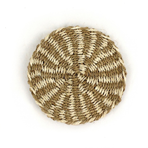 サイザルコースター 10CM 柄 生成xカーキ