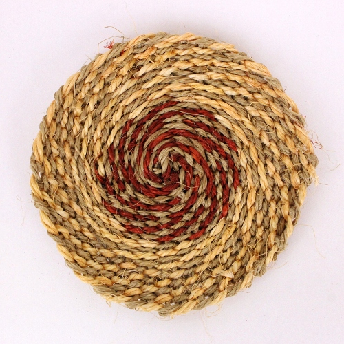 サイザルコースター 10センチ 2トーンミックス カーキ