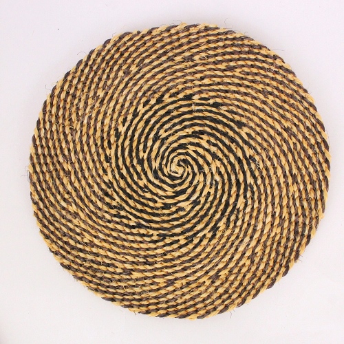 サイザルコースター 20センチ 2トーンミックス  黒x焦げ茶