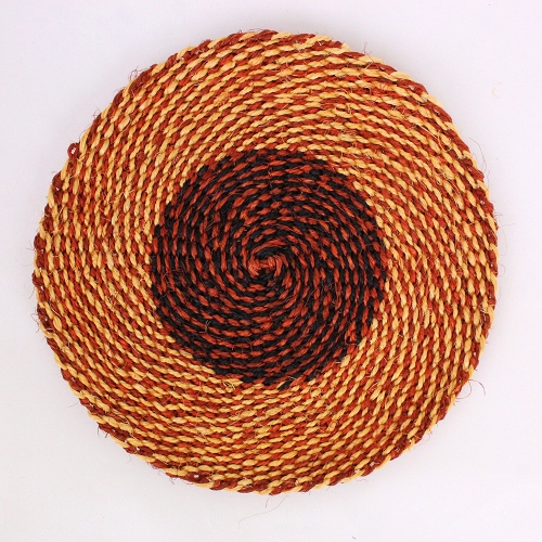 サイザルコースター 20センチ 2トーンミックス 赤茶