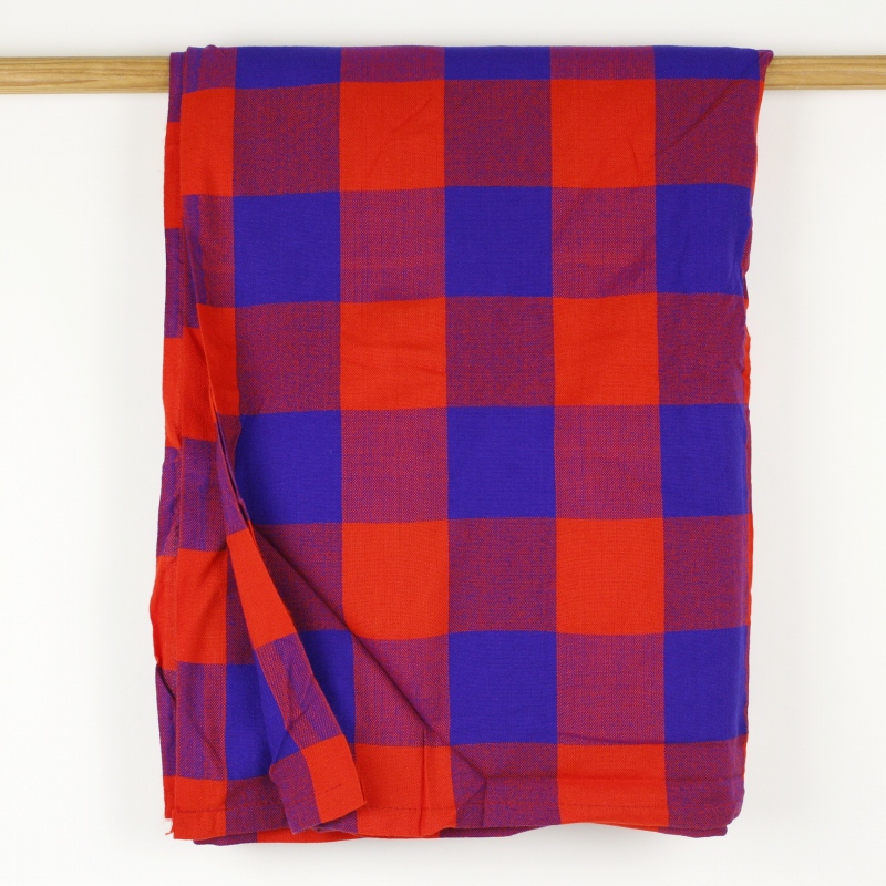 マサイシュカ(マサイブランケット)  赤x濃紺 チェッカー　7x7