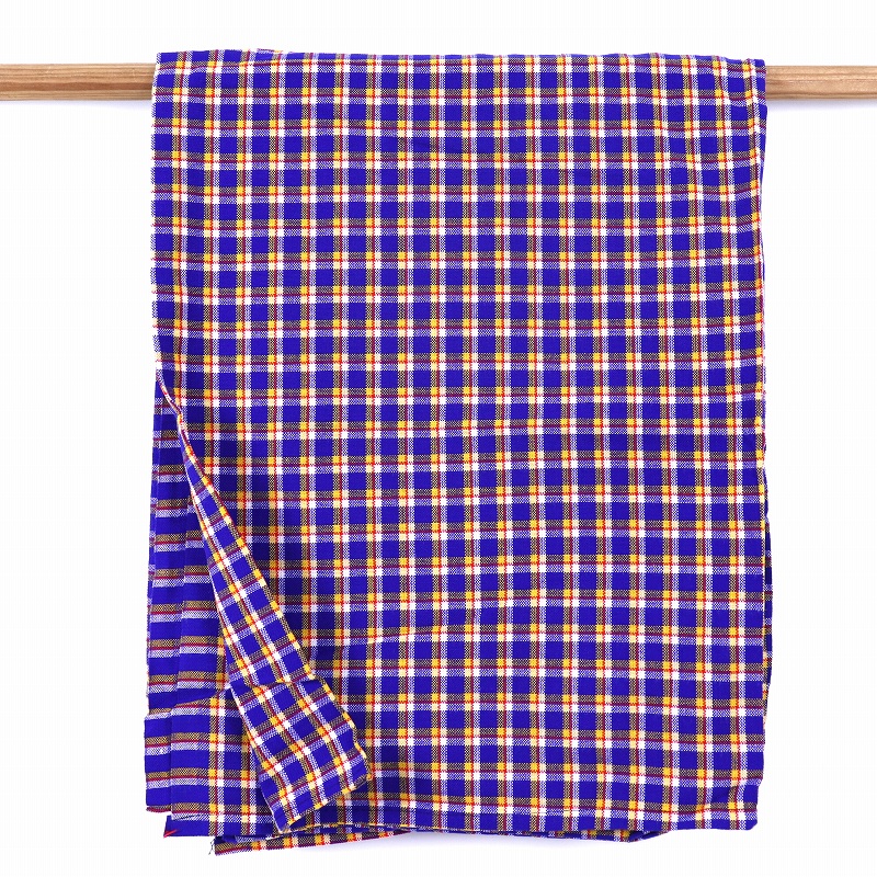 マサイシュカ(マサイブランケット)  濃紺x黄x赤 マサイチェッカー