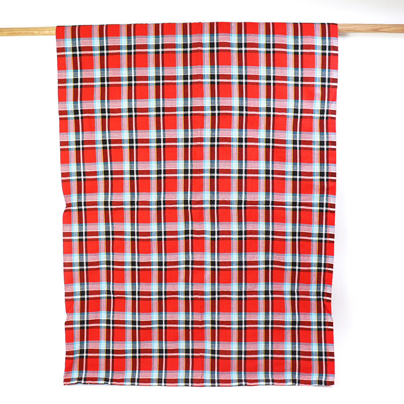 マサイシュカ 赤x黒xサックスx白x黄 オーバーチェック ペンバ