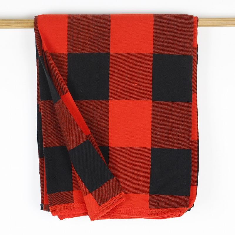 マサイブランケット起毛 赤x黒 シンプル大チェッカー