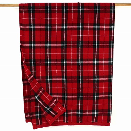 マサイブランケット(マサイシュカ) 起毛 バーガンディx黒x赤 マサイラインチェッカー