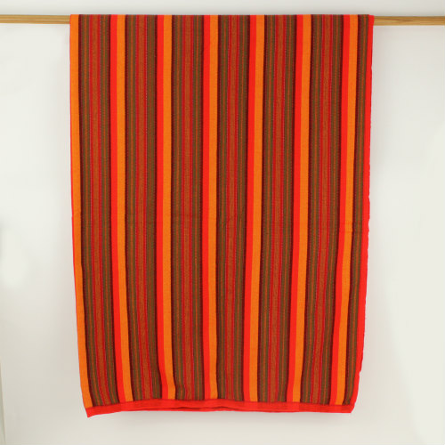 マサイブランケット(マサイシュカ) 起毛 赤xオレンジx緑 マサイストライプ
