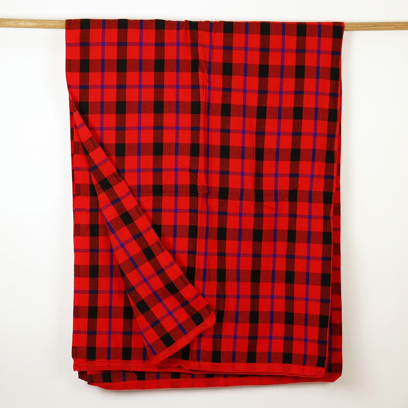 マサイブランケット(マサイシュカ) 起毛 赤x黒x濃紺 キリマニ