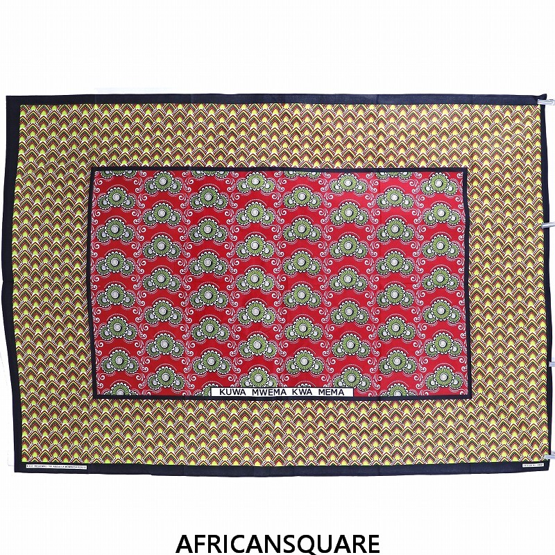 カンガ ケニア フチ縫い KUWA MWEMA KWA MEMA 赤