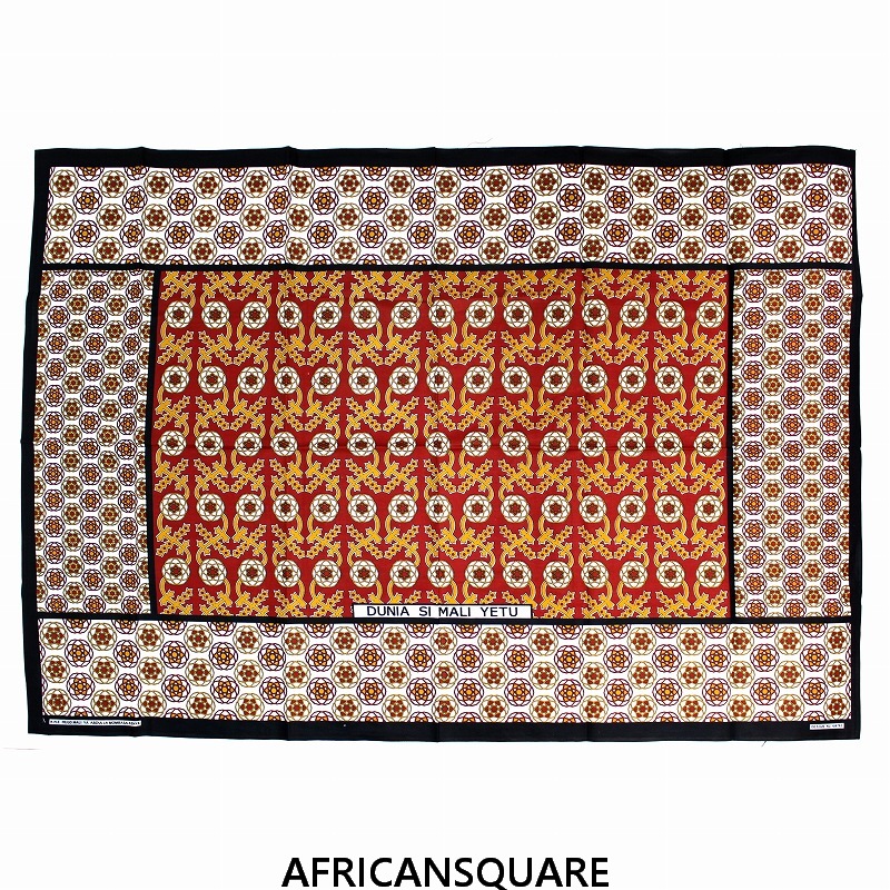 カンガ ケニア フチ縫い DUNIA SI MALI YETU 赤