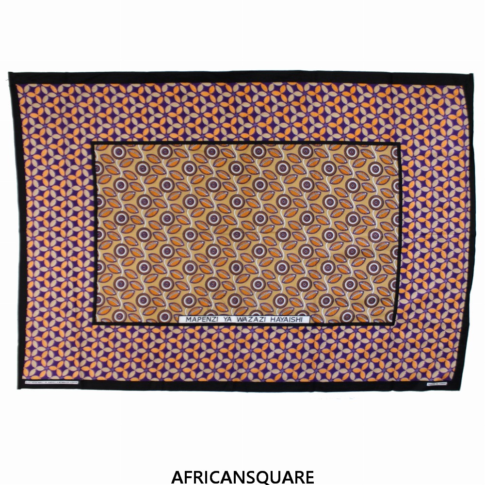 カンガ ケニア フチ縫い MAPENZI YA WAZAZI HAYAISHI オレンジ