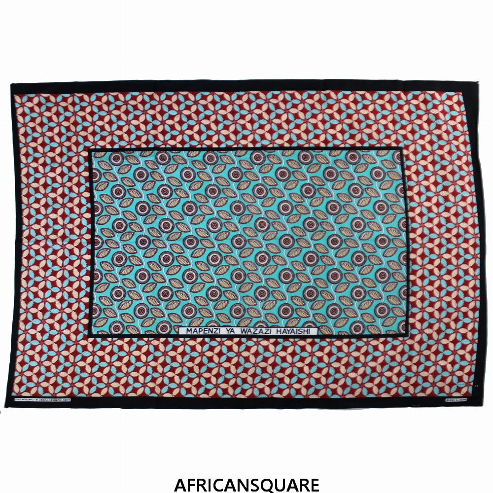 カンガ ケニア フチ縫い MAPENZI YA WAZAZI HAYAISHI ミント