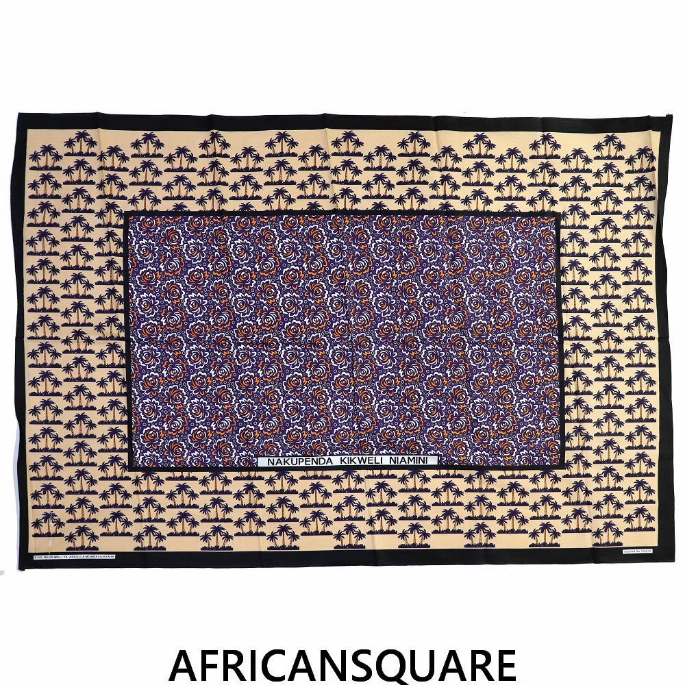 カンガ ケニア フチ縫い NIKUPENDA KIKWELI NIAMINI オレンジ