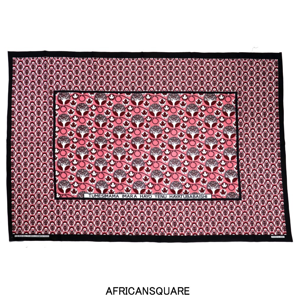 カンガ ケニア フチ縫い TUMESIMAMA IMARA HAYO YENU HAYATUBABAISHI ピンク