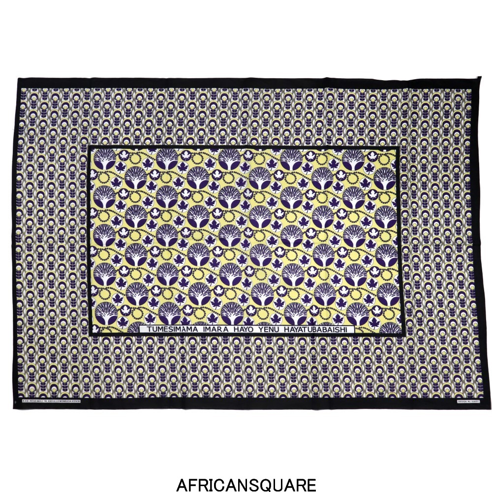 カンガ ケニア フチ縫い TUMESIMAMA IMARA HAYO YENU HAYATUBABAISHI 黄