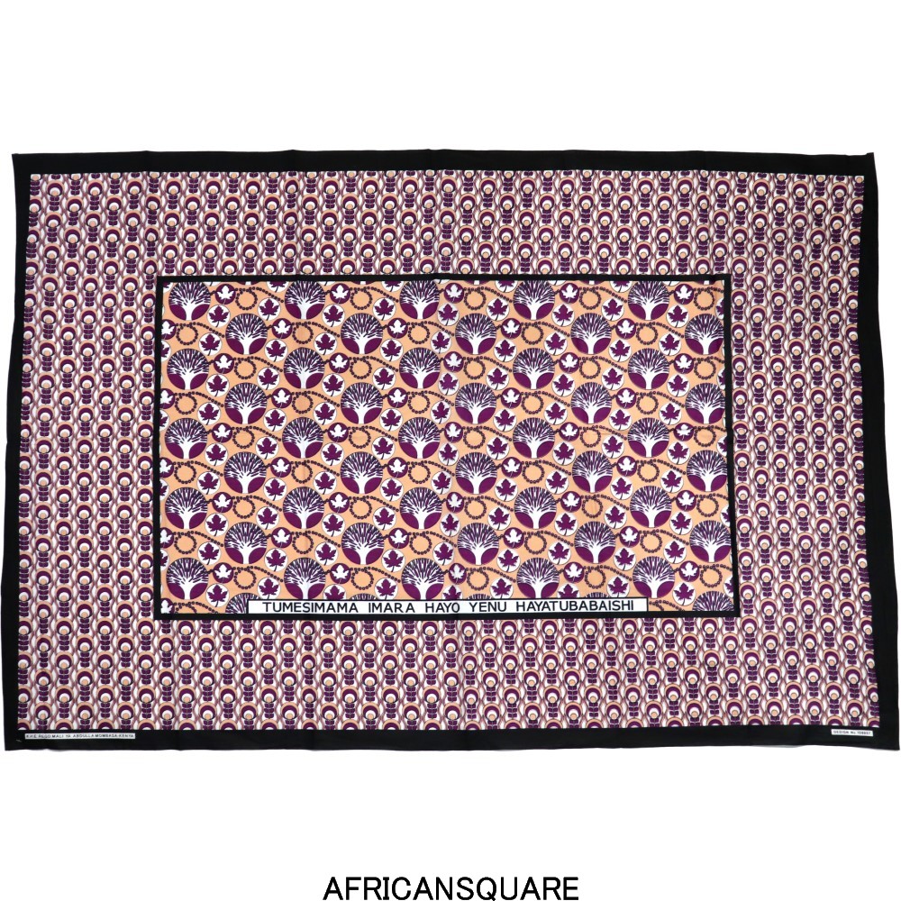 カンガ ケニア フチ縫い TUMESIMAMA IMARA HAYO YENU HAYATUBABAISHI オレンジ