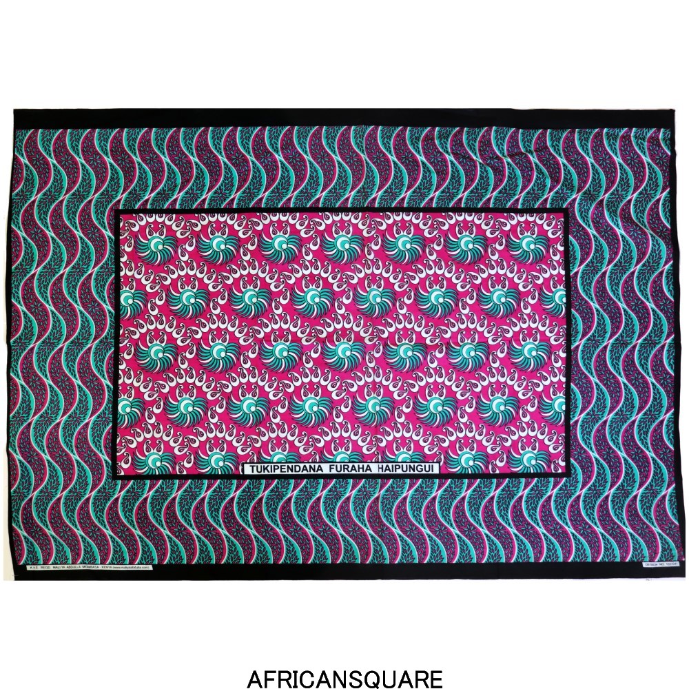 カンガ ケニア フチ縫い TUKIPENDANA FURAHA HAIPUNGUI フシア