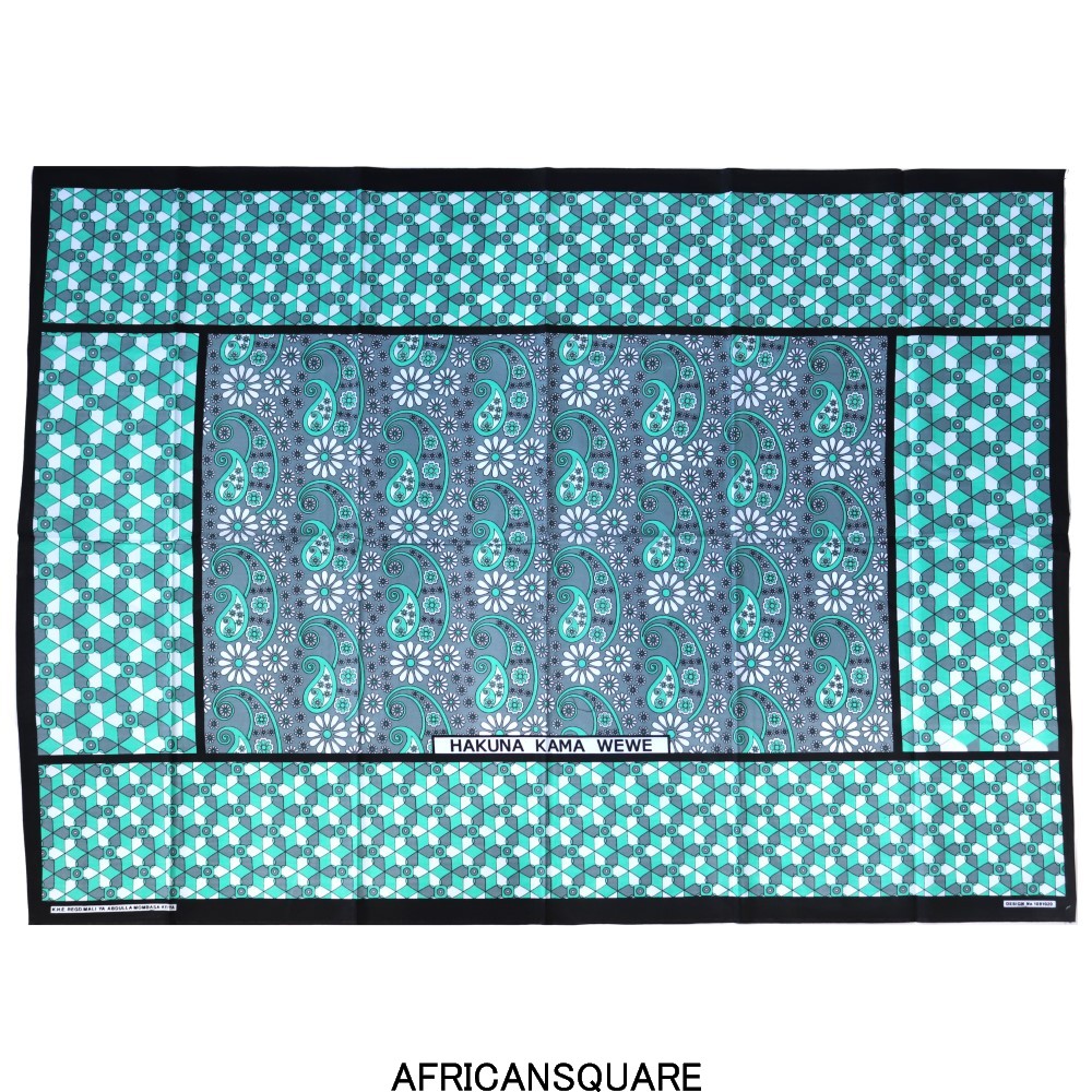 カンガ ケニア フチ縫い HAKUNA KAMA WEWE グレー