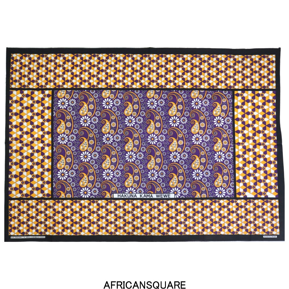 カンガ ケニア フチ縫い HAKUNA KAMA WEWE 紫