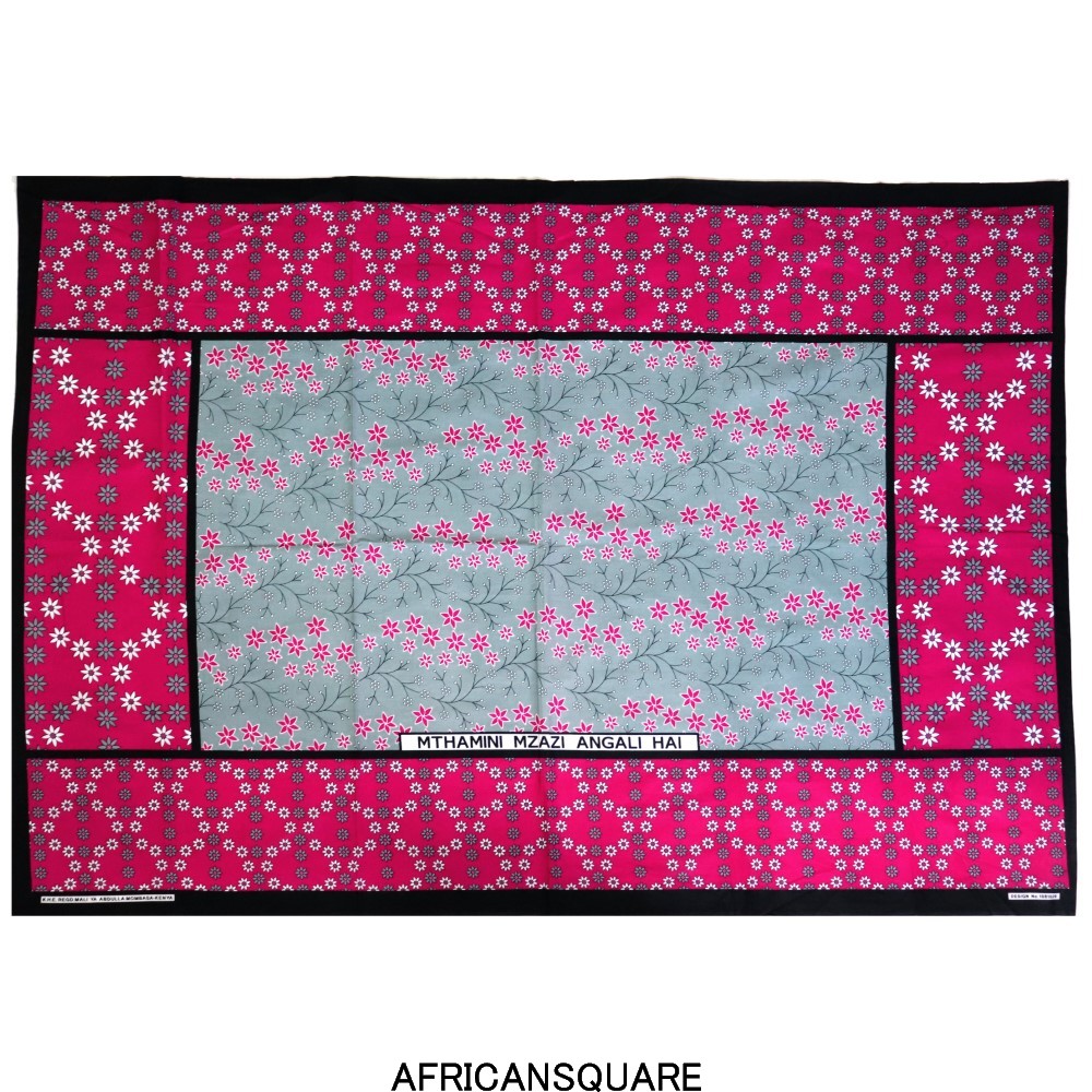 カンガ ケニア フチ縫い MTHAMINI MZAZI ANGALI HAI 赤