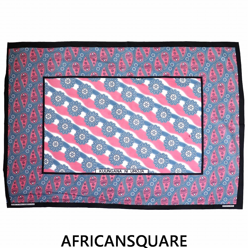 カンガ ケニア フチ縫い KUUNGANA NI UMOJA ピンク