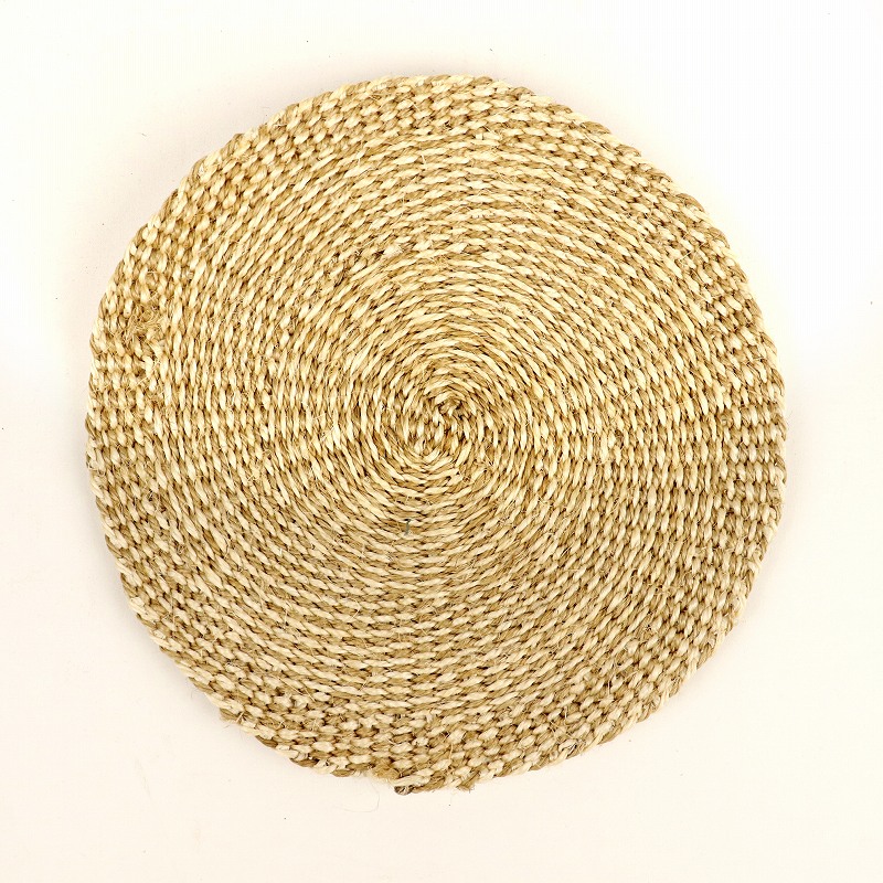 サイザルコースター ミックス 8インチ すすx赤土