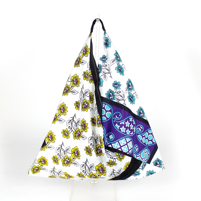 ケニアカンガ トライアングルバッグ ツートーン 22 フシアxブルー