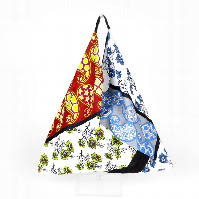 ケニアカンガ トライアングルバッグ ツートーン 22 レッドxグレー