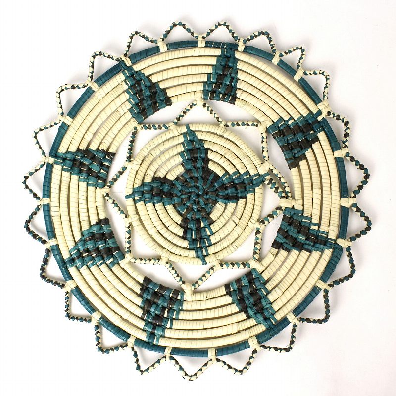トゥルカナバスケット ウォールデコ サンフラワー 中 ターコイズ