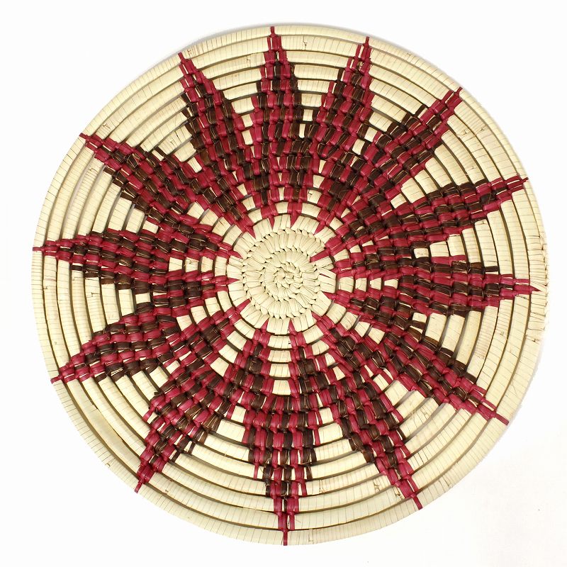 トゥルカナバスケット ウォールデコ サンフラワー 大 茶xピンク