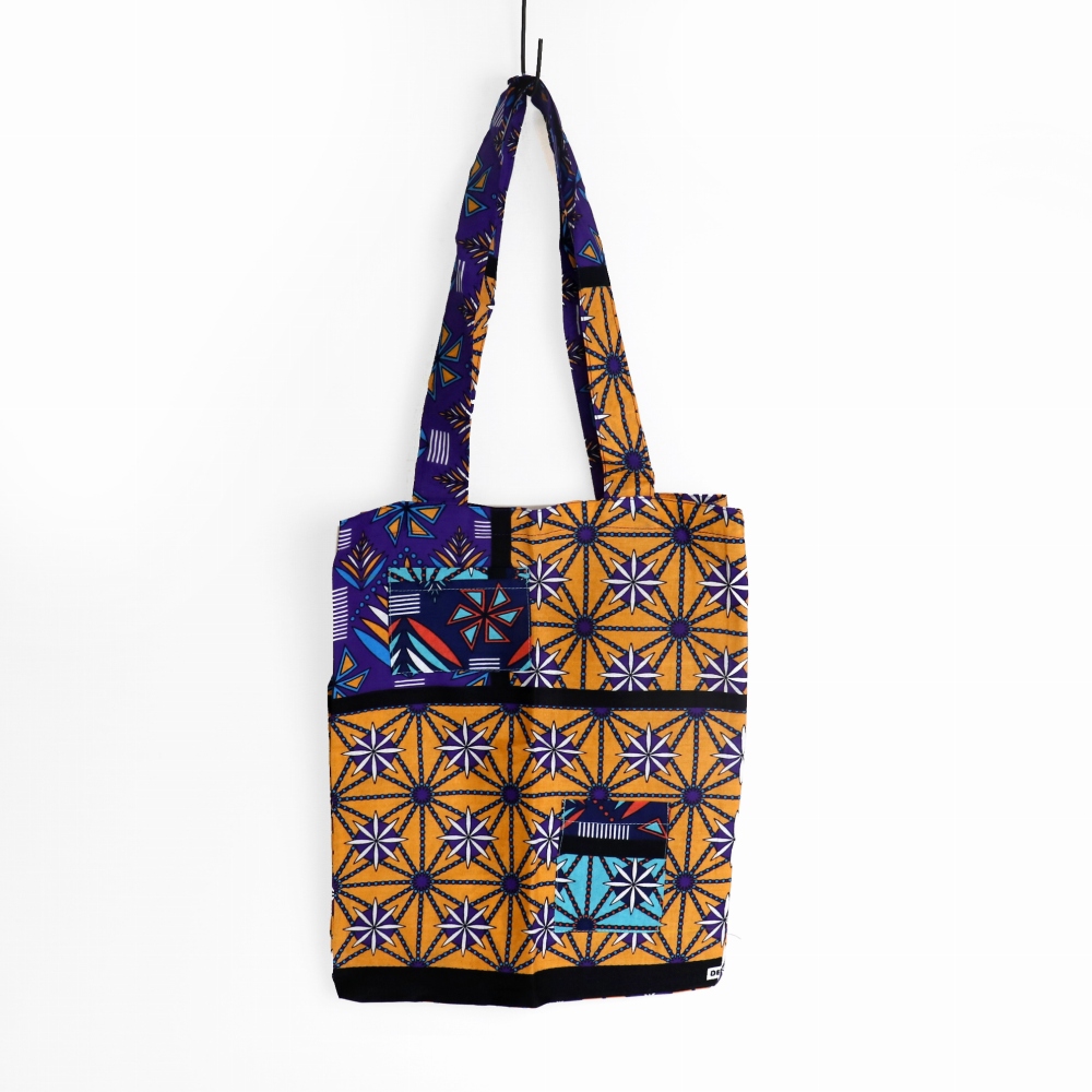 ケニアカンガエコバッグ 同柄異色エコバッグ カレイドスコープ オレンジ 24SS一点物 @2200→1760