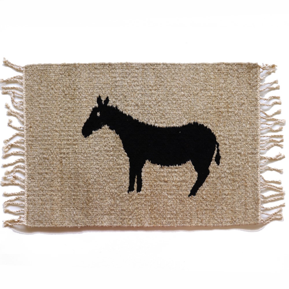 ハンドスピンウールラグ アニマル玄関マット ケニアリフトバレー製 シマウマ