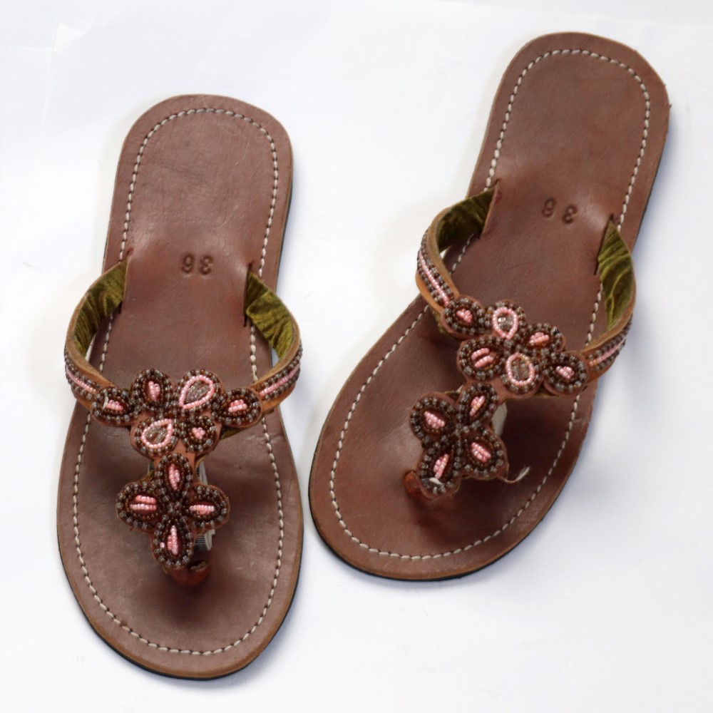 【SALE】↓ケニア革ビーズサンダル 36(08SS) @3800→3040円
